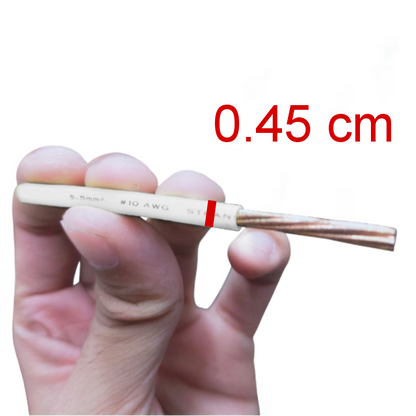 Philflex 5.5mm Stranded Wire AWG 10 White held in hand showing copper strands and wire thickness