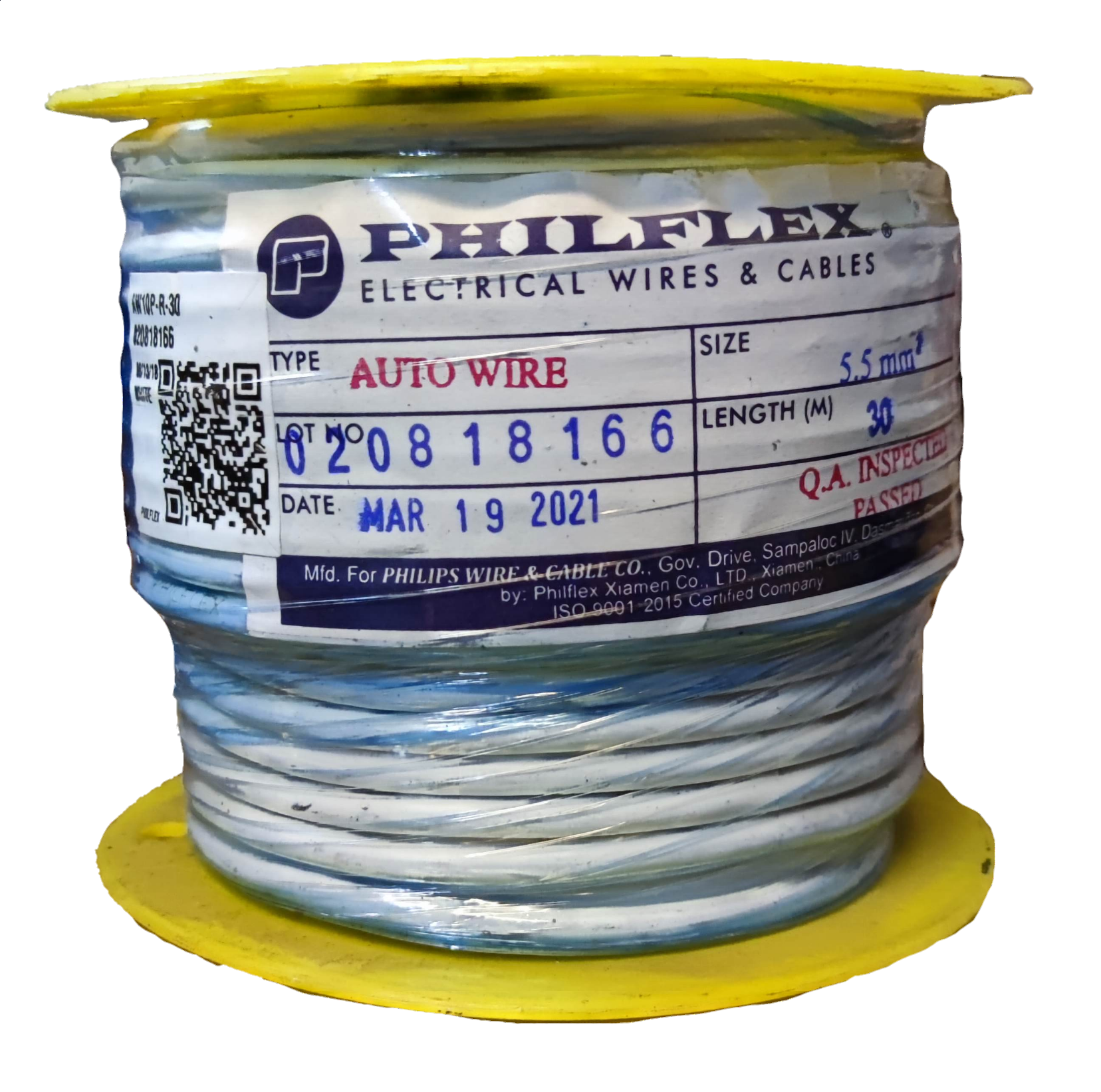 Philflex AWG 10 automotive wire spool with 30 meter length and 5.5 mm diameter for electrical use