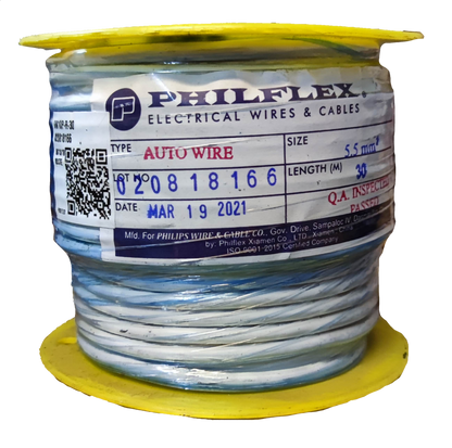 Philflex AWG 10 automotive wire spool with 30 meter length and 5.5 mm diameter for electrical use