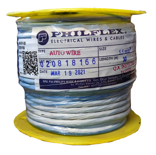 Philflex AWG 10 automotive wire spool with 30 meter length and 5.5 mm diameter for electrical use