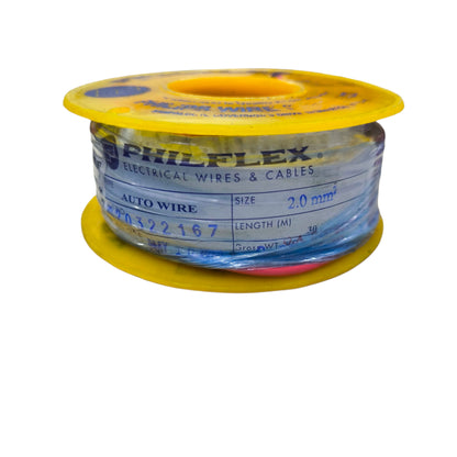 Philflex AWG 14 automotive wire in red, 30 meters spool, ideal for electrical projects and automotive applications