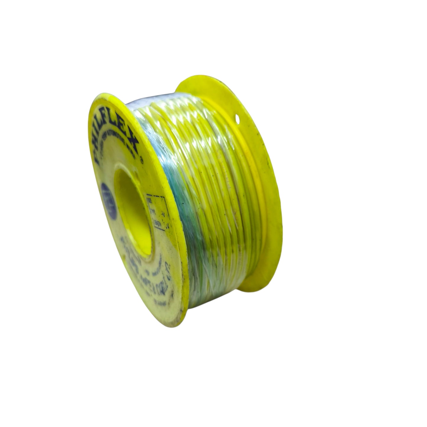 Philflex AWG 14 automotive wire on a spool with yellow casing for reliable electrical connections