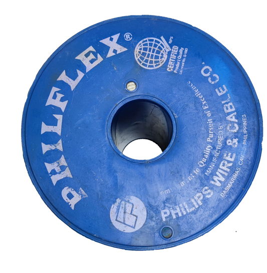 Philflex Flat Cord 2 Core AWG 18 on a blue spool for electrical wiring and connections