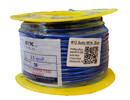 Philflex Autowire AWG 12 ( 3.5 mm) Automotive Wire Auto Wire Blue 30 Meters 1 Roll
