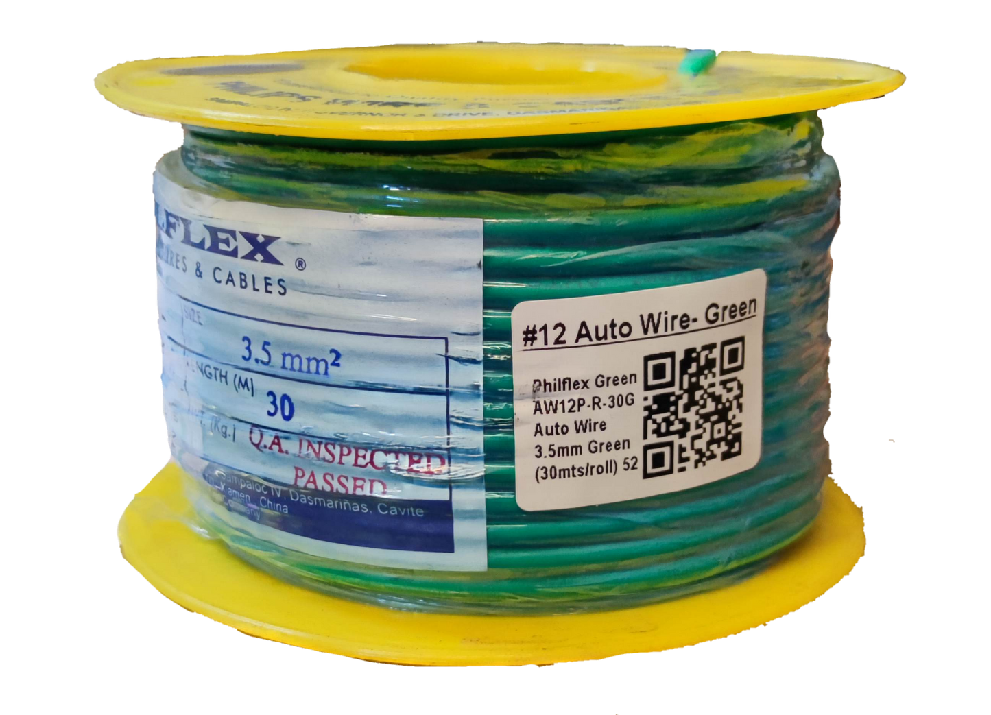 Philflex Autowire AWG #12 ( 3.5 mm) Automotive Wire Auto Wire Green 30 Meters Per Roll Electx Electrical Supply