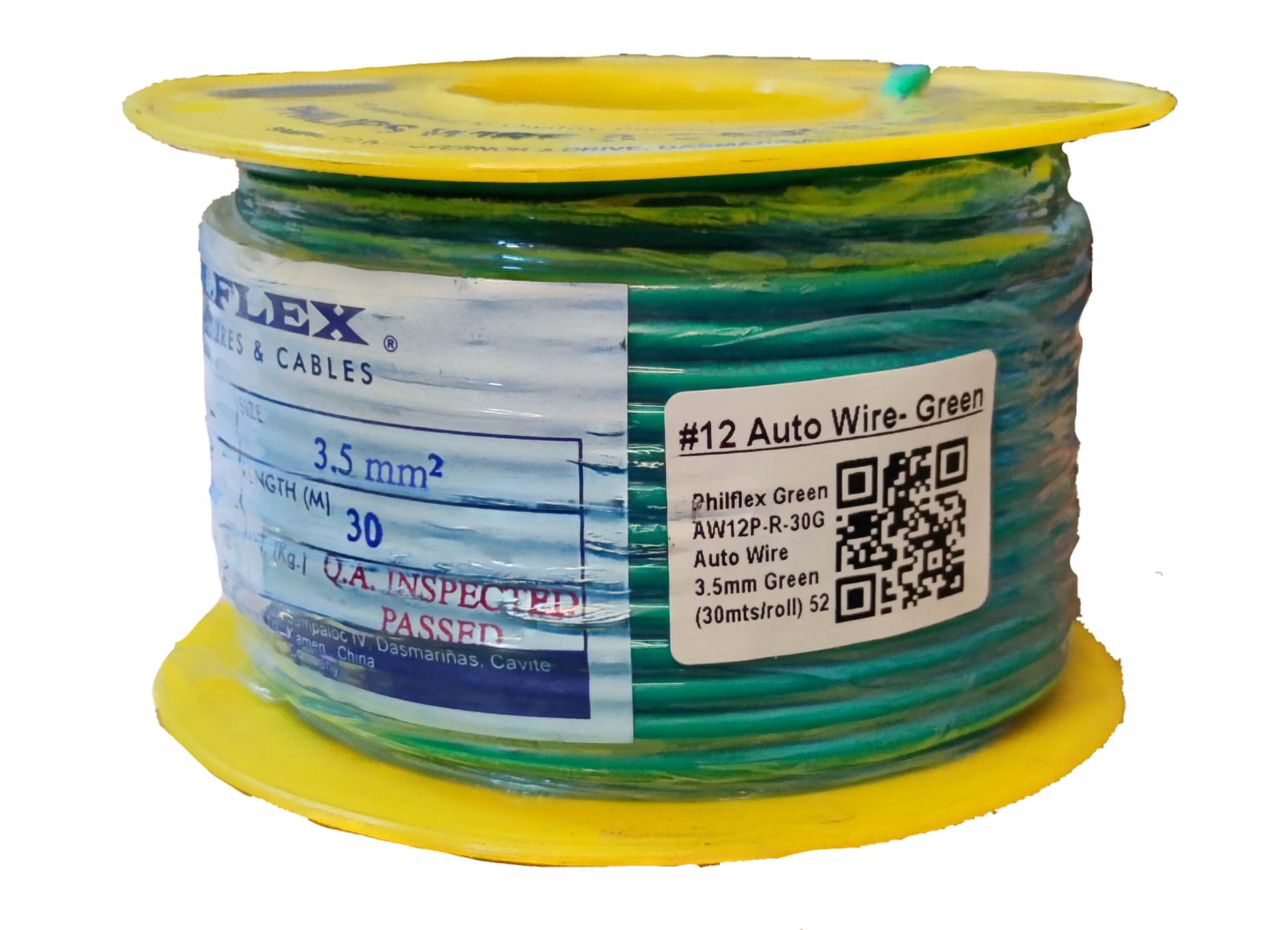 Philflex Autowire AWG #12 ( 3.5 mm) Automotive Wire Auto Wire Green 30 Meters Per Roll Electx Electrical Supply