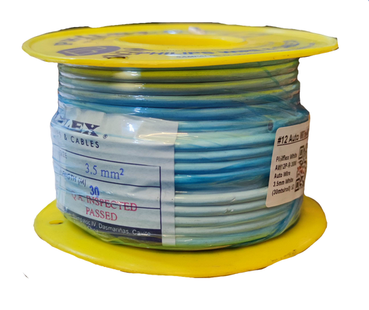 Philflex Autowire AWG 12 (3.5 mm) Automotive Wire Auto Wire White 30 Meters 1 Roll Electx Electrical Supply