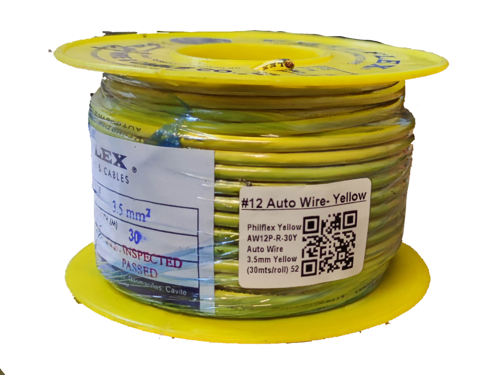 Philflex Autowire AWG #12 ( 3.5 mm) Automotive Wire Auto Wire Yellow 30 Meters per Roll Electx Electrical Supply