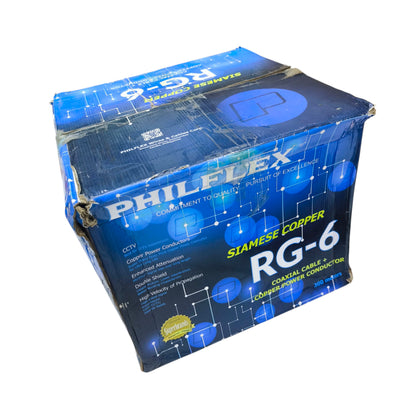 Philflex RG6 Siamese cable for CCTV in a sturdy box for reliable video transmission