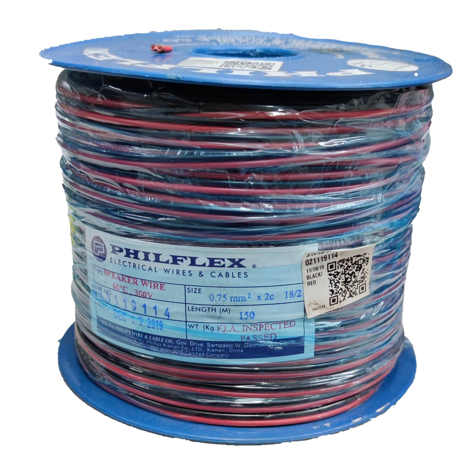 Philflex Speaker Wire AWG 18 roll with red and black insulated wires for audio connections