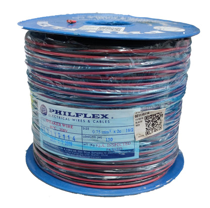 Philflex Speaker Wire AWG 18 roll with red and black insulated wires for audio connections