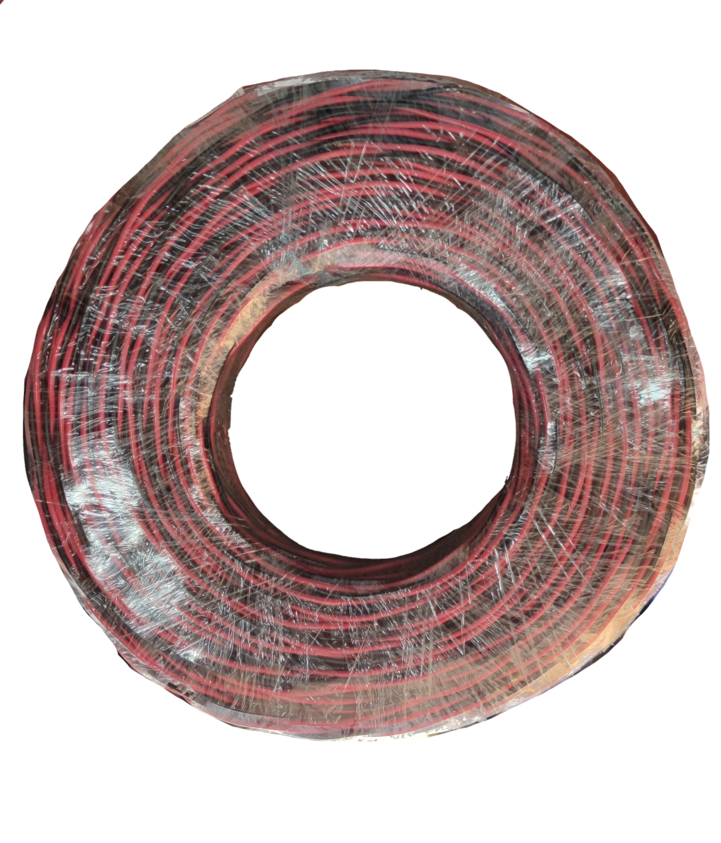 Philflex roll of red and black lamp wire wrapped in plastic stranded thermoplastic fixture wire for lighting