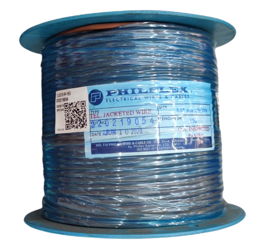 Philflex telephone wire AWG 22 spool with blue jacketed insulated wire for electrical use