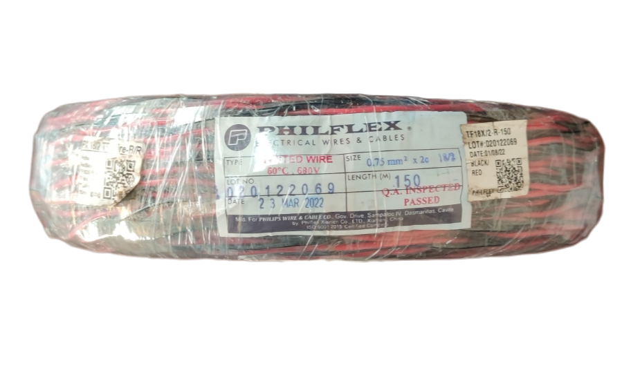 Philflex thermoplastic fixture wire 150 meters in a roll, ideal for electrical installations and projects