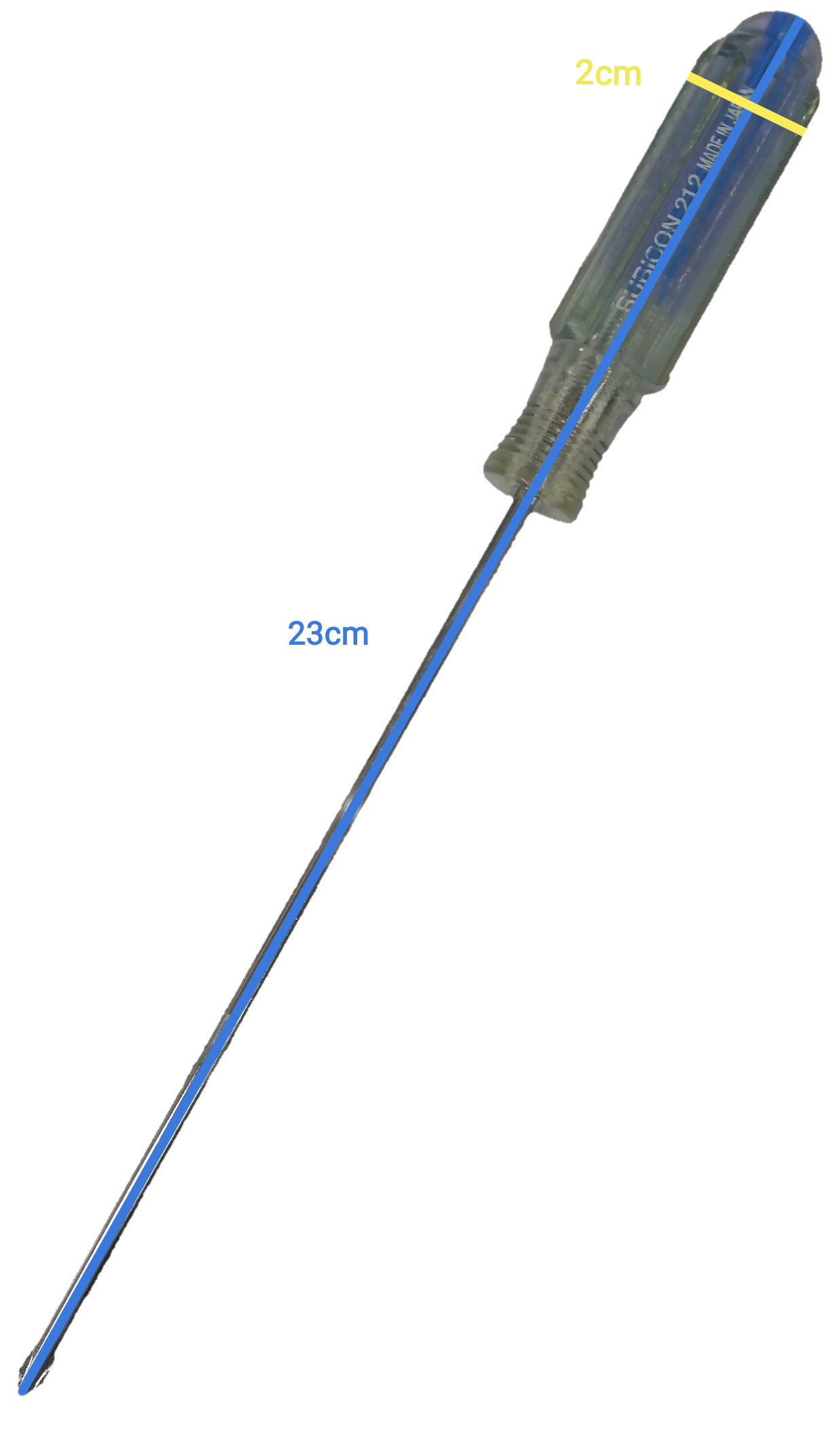 Rubicon Philip Screw Driver Rainbow 212 150mm with transparent handle and long metal shaft