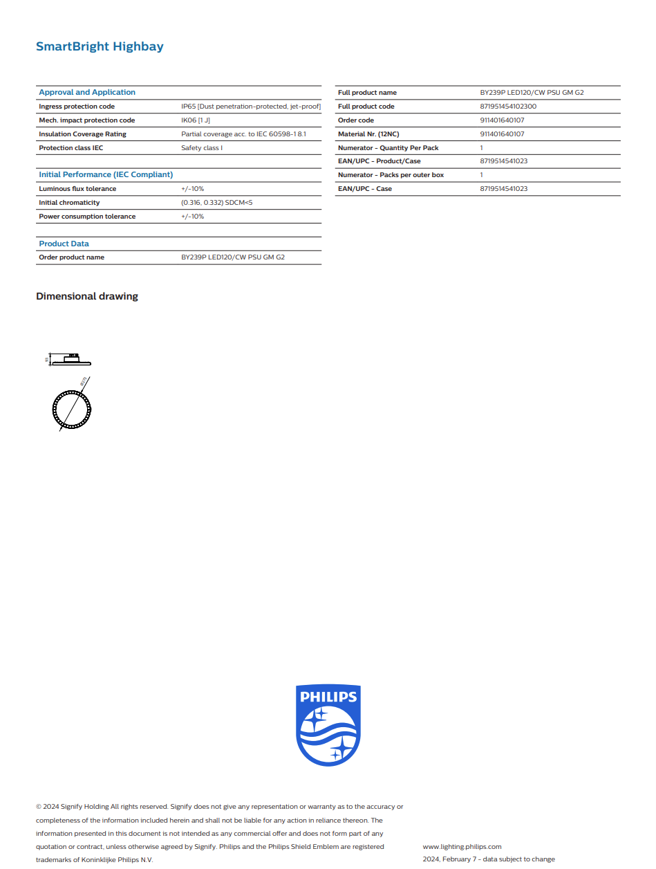 Philips 100W LED High Bay Light designed for efficient illumination in commercial spaces