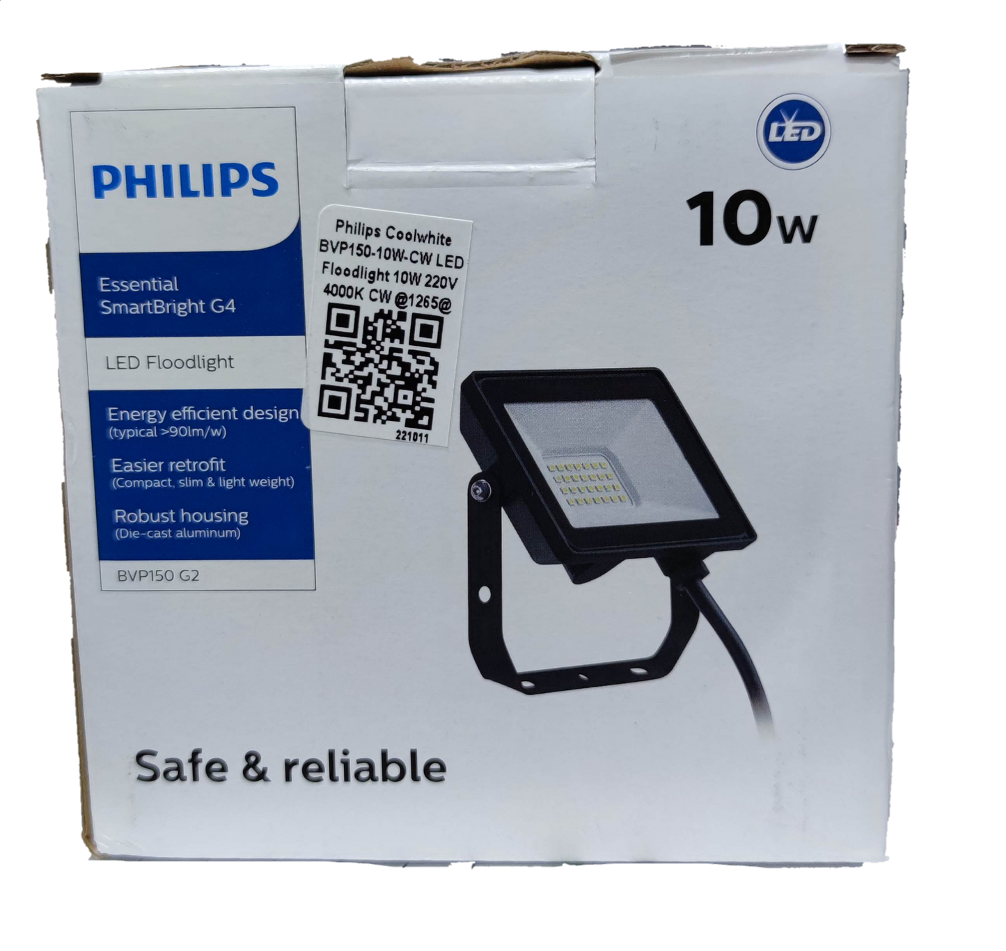 Philips 10W LED Flood Light 220V Neutral in a compact design with a robust housing for outdoor use