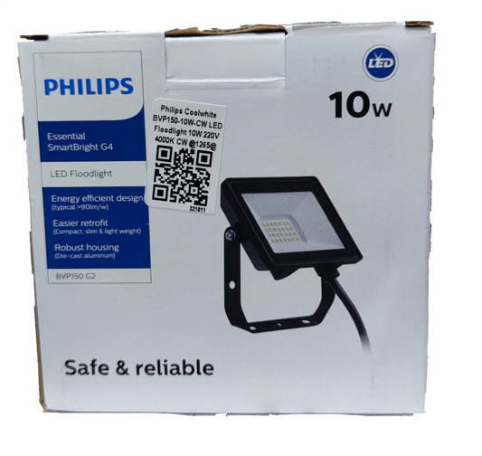 Philips 10W LED Flood Light 220V Neutral in a compact design with a robust housing for outdoor use