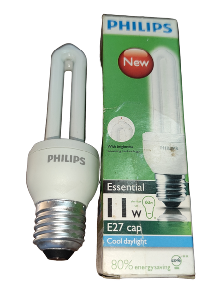 Philips 11W CFL Bulb E27 Daylight 6500K compact fluorescent bulb with energy saving packaging