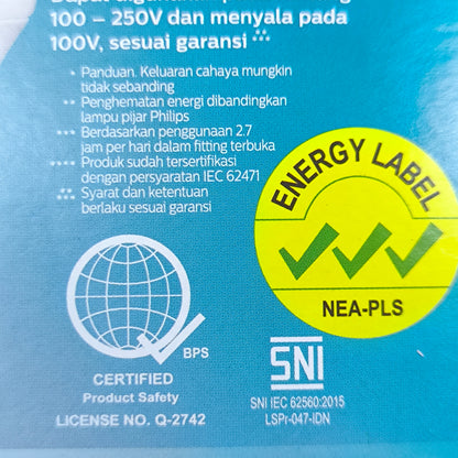 Philips 11W LED bulb E27 daylight with energy efficiency and certification details on the packaging