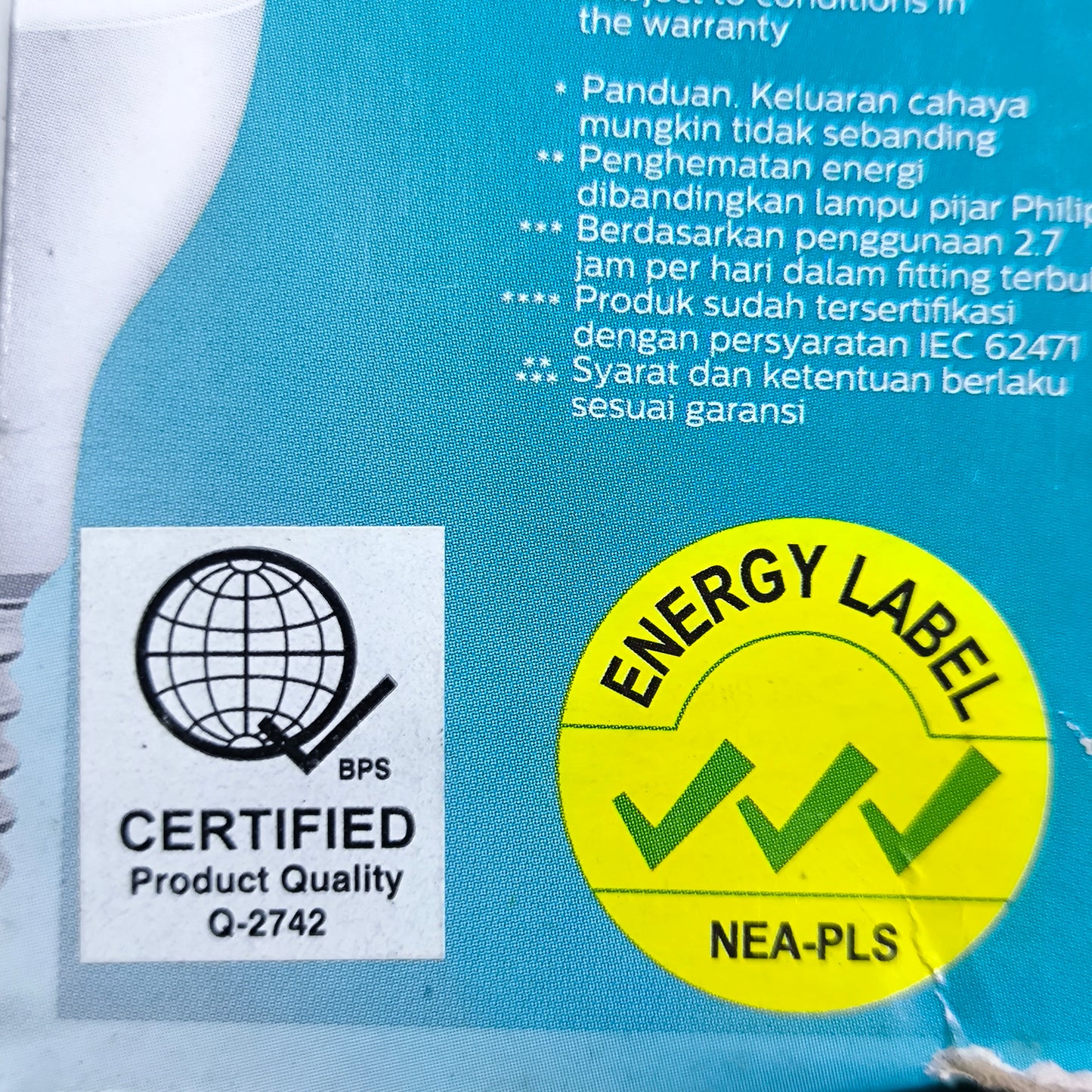 Philips 13W LED bulb daylight 6500K 220V with energy label and certification details