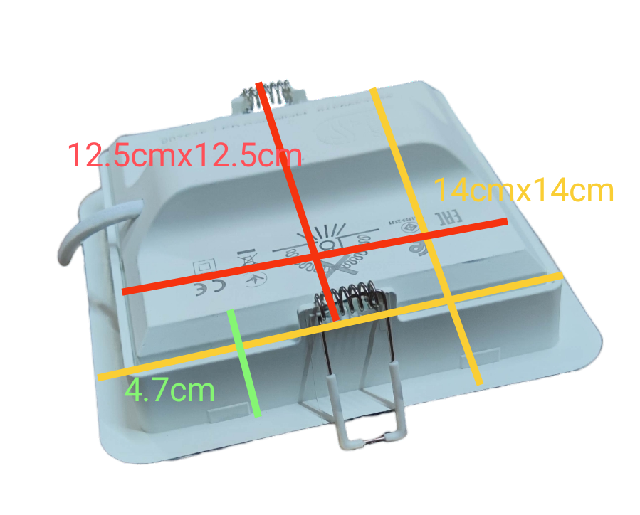 Philips 13W LED downlight 220V 140mm with measurement indicators for ceiling installation