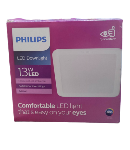Philips 13W LED downlight 220V 140mm packaging showcasing comfortable LED light for low ceilings
