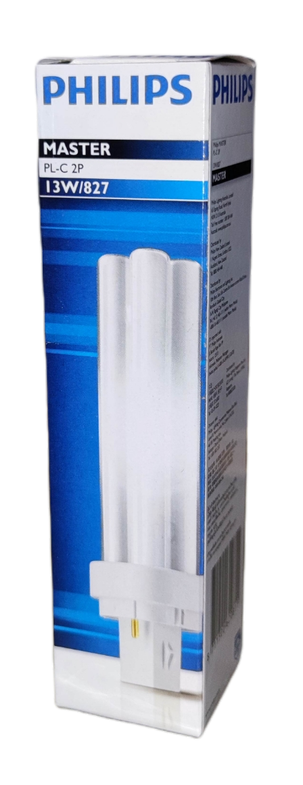 Philips Compact Fluorescent Bulbs 13W Pin light 3000K Warm White G24d-1 in a sleek packaging