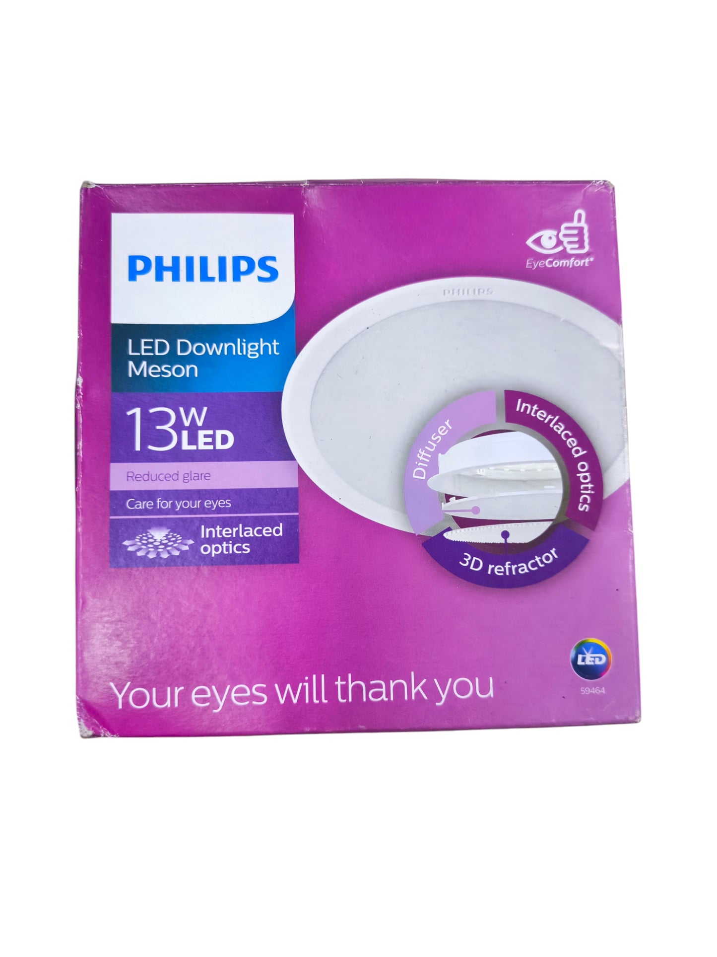 Philips 13W Round LED Downlight Cool White 220V with interlaced optics and diffuser for eye comfort