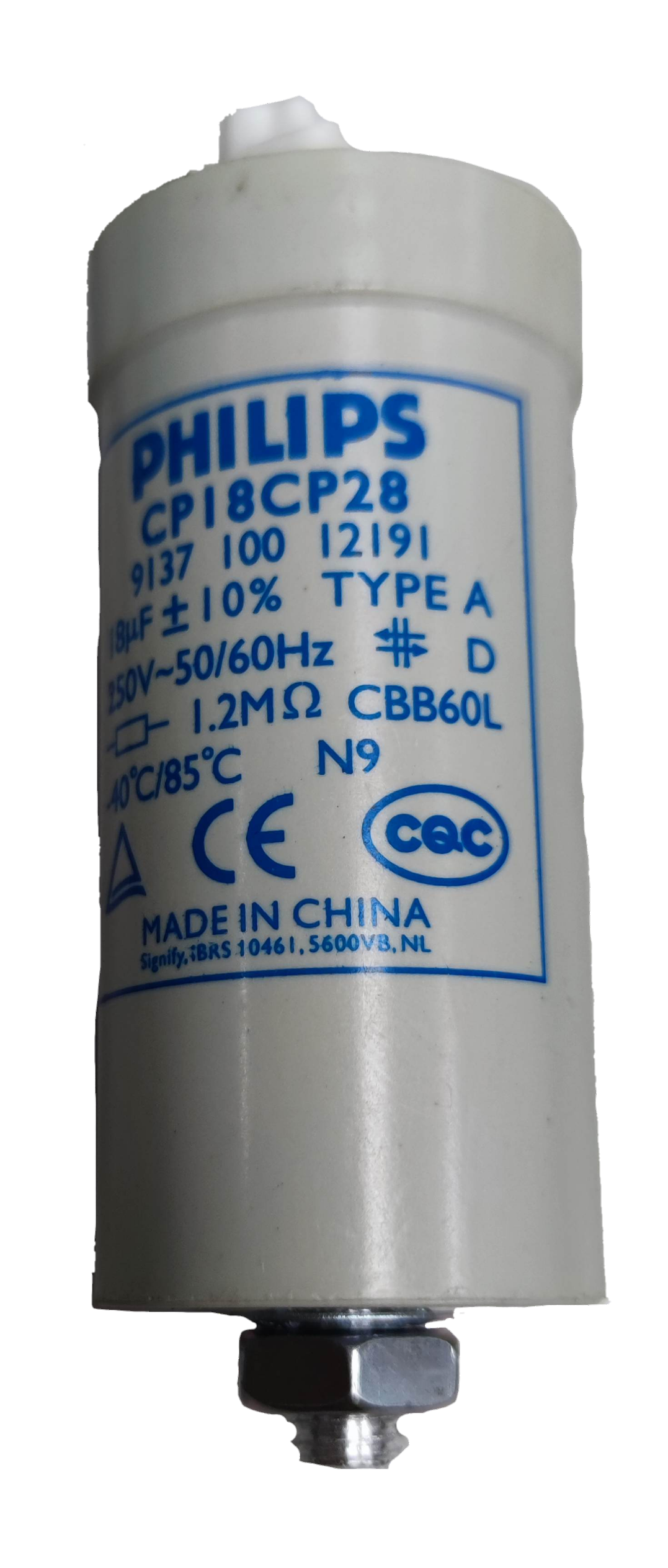 Philips 18UF lamp capacitor for efficient electrical performance in lighting applications