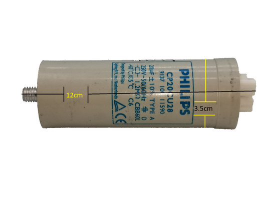 Philips 20UF lamp capacitor with compact design for efficient lighting applications