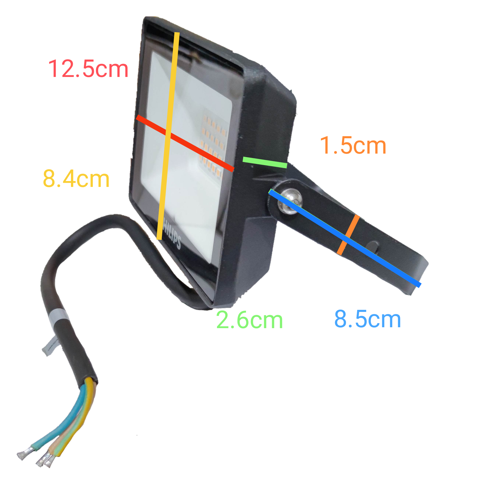 Philips 20W LED flood light 220V outdoor with dimensions and wiring for easy installation