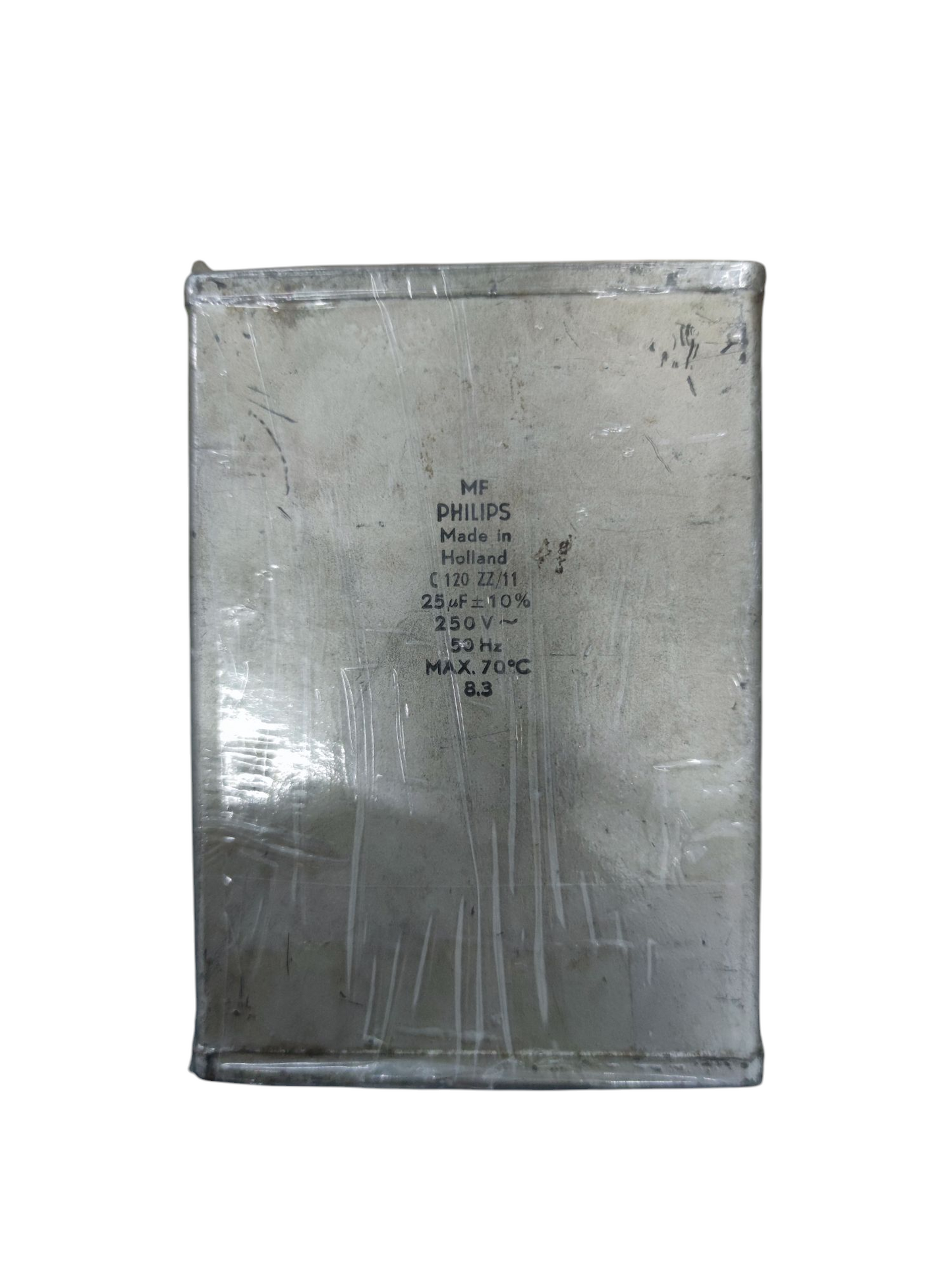 Philips 25uF 250V capacitor for sale rectangular metallic electrical component