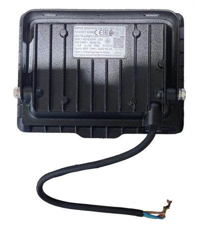 Back view of Philips 30W LED Floodlight 220V 3000K outdoor lighting with power cable