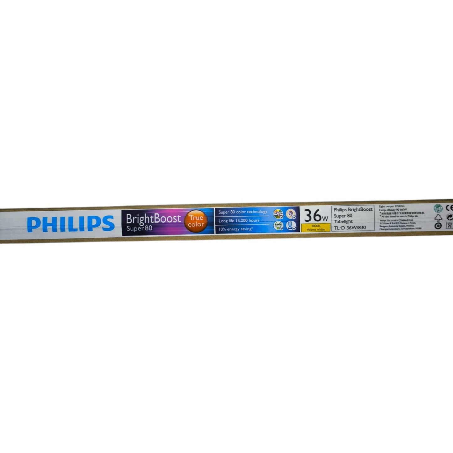 Philips 36W T8 Fluorescent Tube with BrightBoost technology and true color lighting in packaging