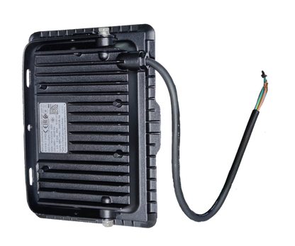 Philips 50W LED Floodlight 220V 4000K outdoor lighting fixture with black housing and exposed power cable