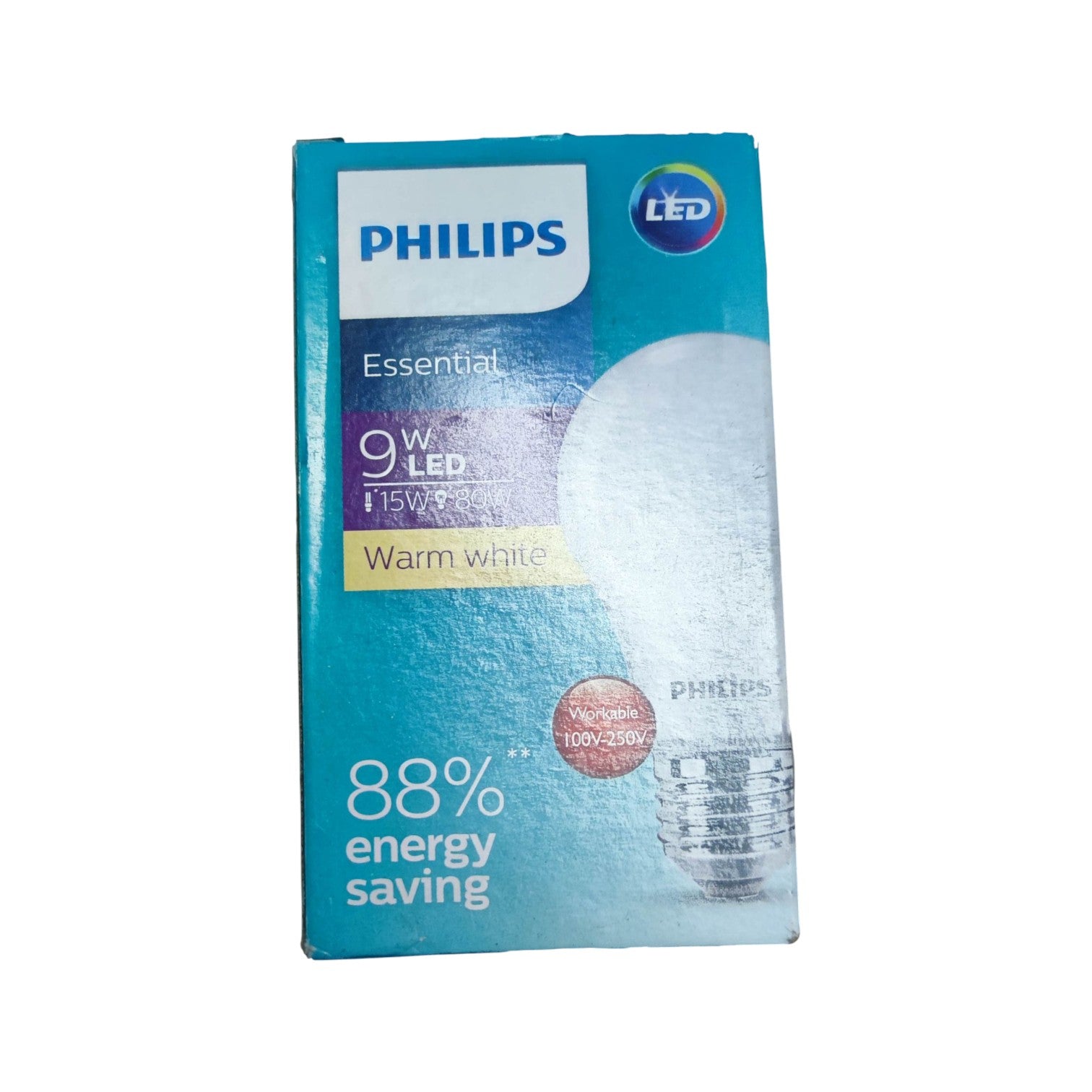 Philips E27 LED bulb 3000K Essential Series in packaging, energy saving with warm white light
