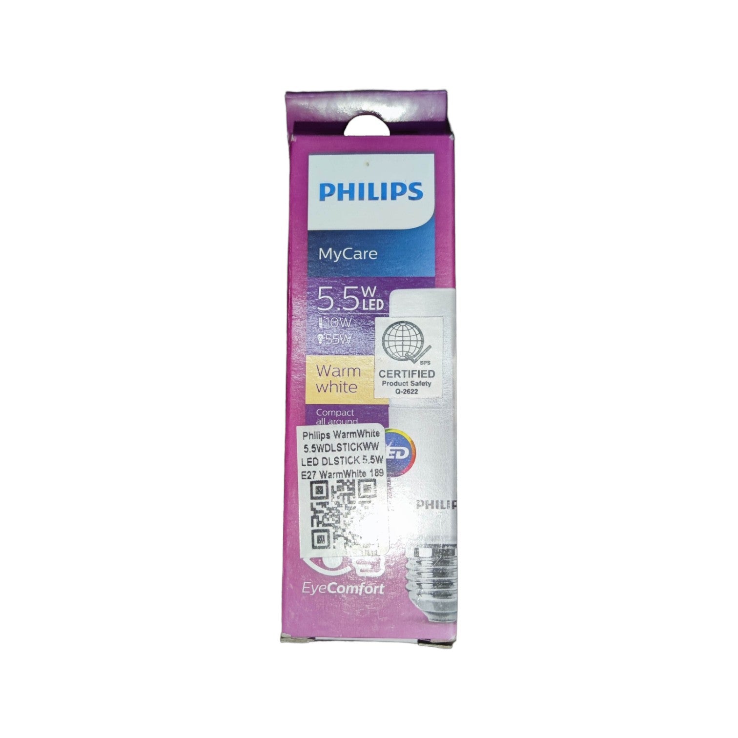Philips MyCare 5.5W energy saving LED light 3000K in a compact design for warm white illumination