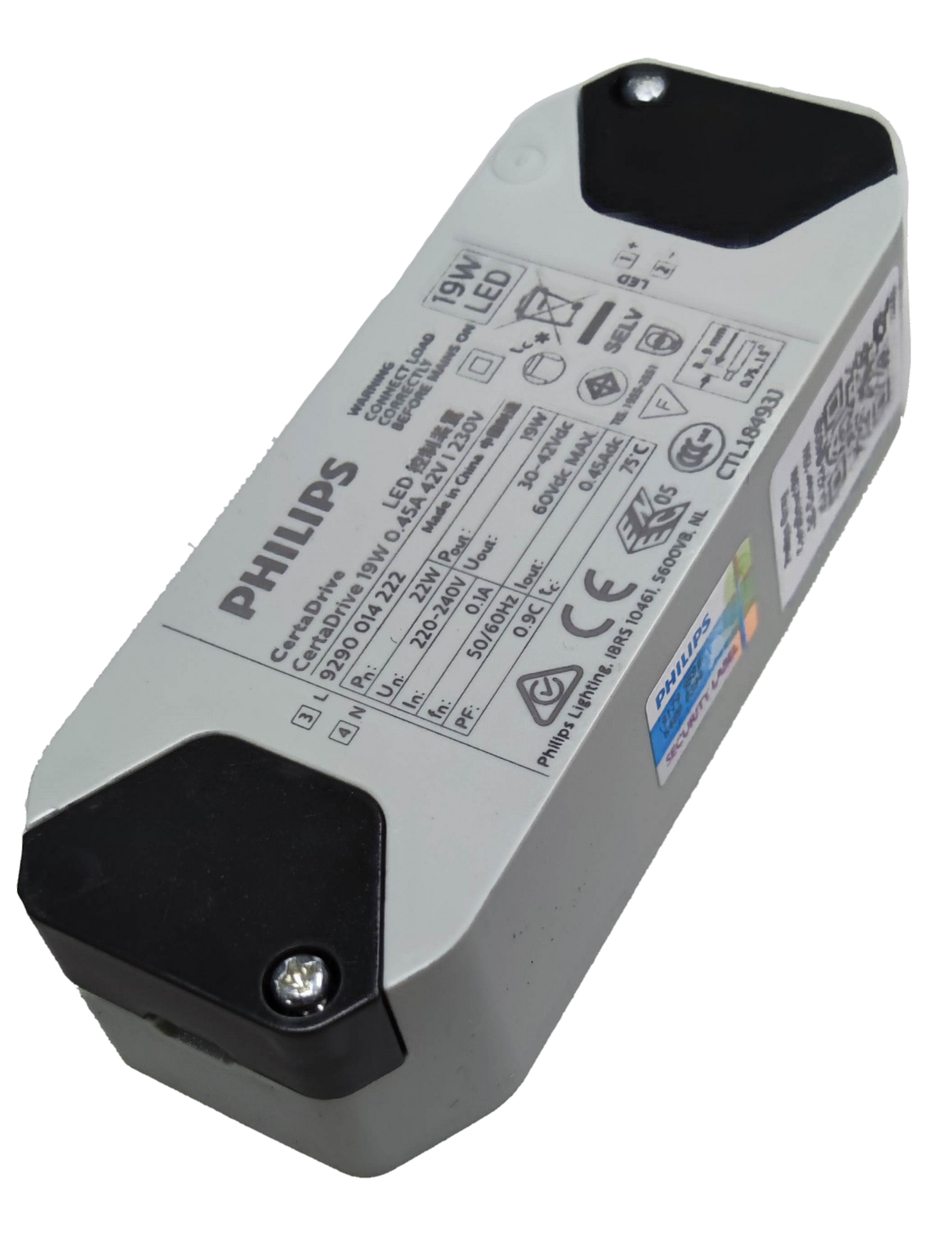 Philips LED driver 19W 42V for lighting, compact design with safety certifications and specifications