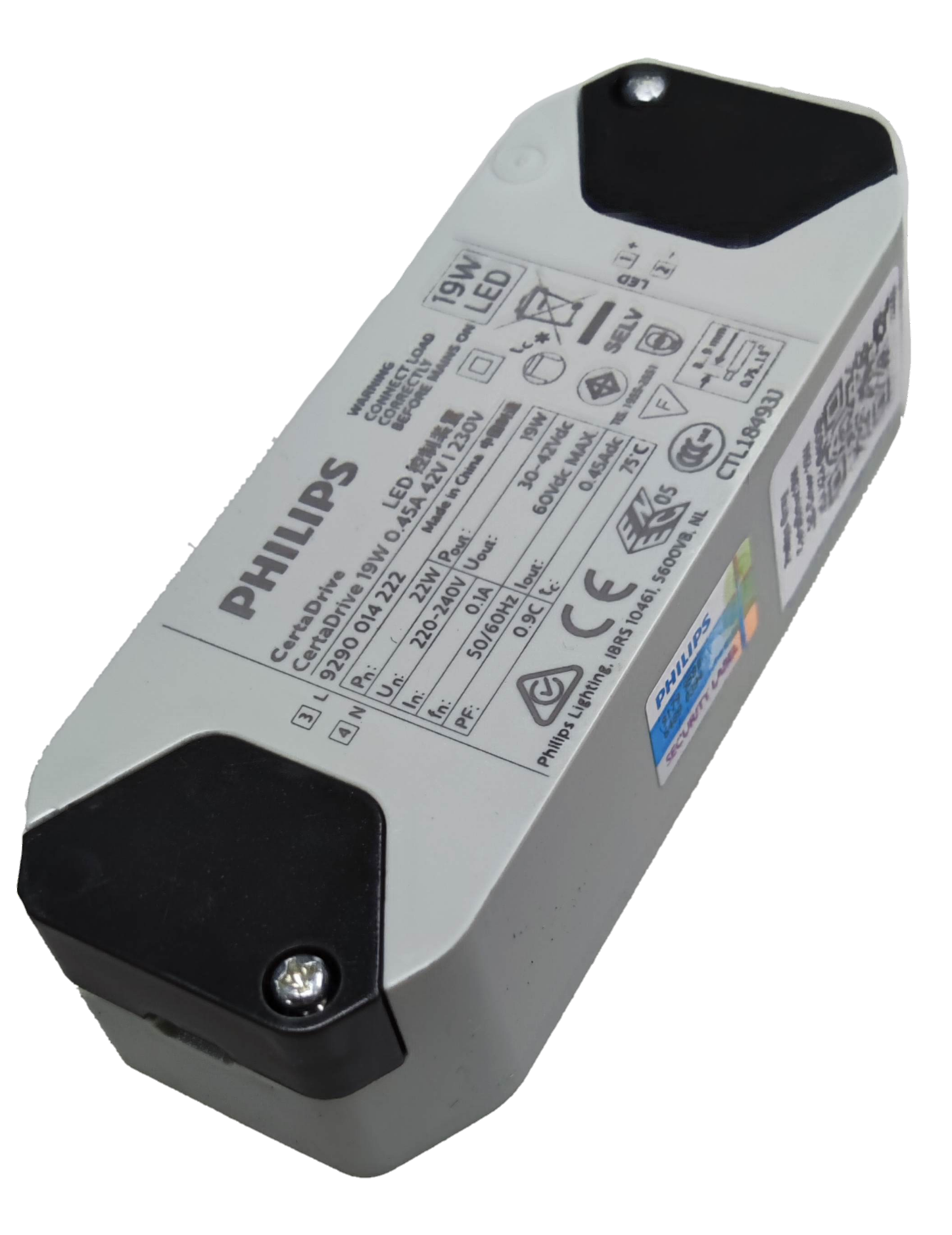 Philips LED driver 19W 42V for lighting, compact design with safety certifications and specifications