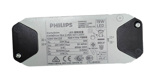 Philips CertaDrive LED driver 19W 42V for lighting with specifications on the back panel