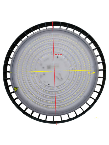 Philips LED high bay light 200W UFO Cool White with circular LED array and black heat sink frame