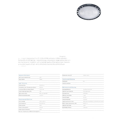 Philip High Bay Light 150W 220V Lumens 18000 Cool White 6500K BY239P LED180/CW PSU GM G2 150W