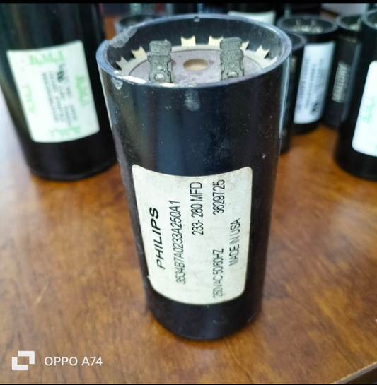 Philips Motor Starting Capacitor 233-280MFD 250V for electrical applications and circuit parts