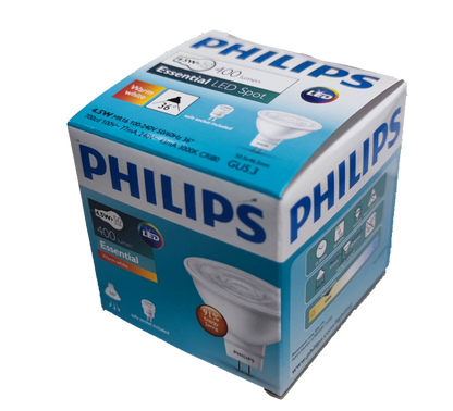 Philips MR16 LED bulb 4.5W warm white Essential LED Spot in retail box