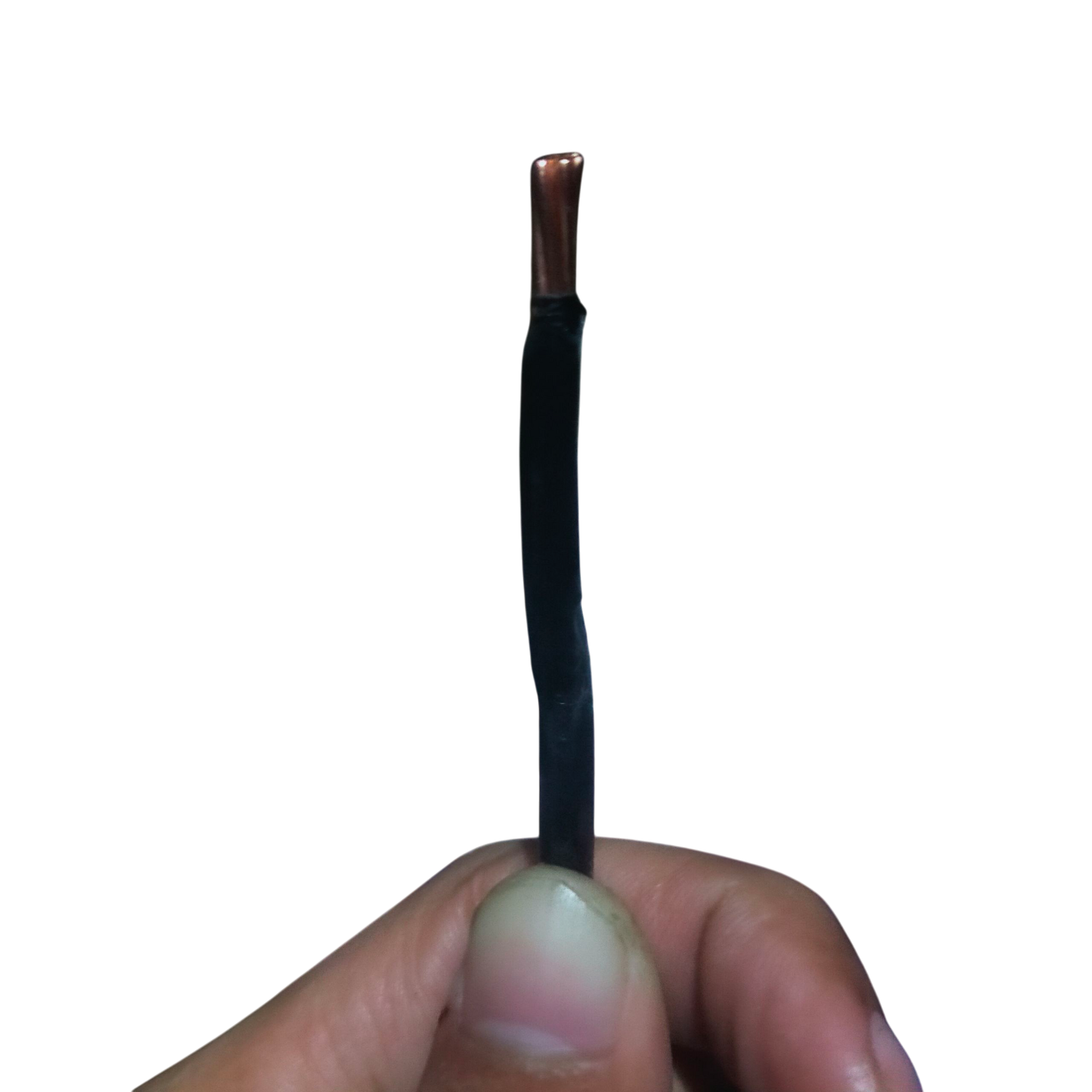 Philflex THHN wire 8.0 mm stranded with black insulation held between fingers against black background