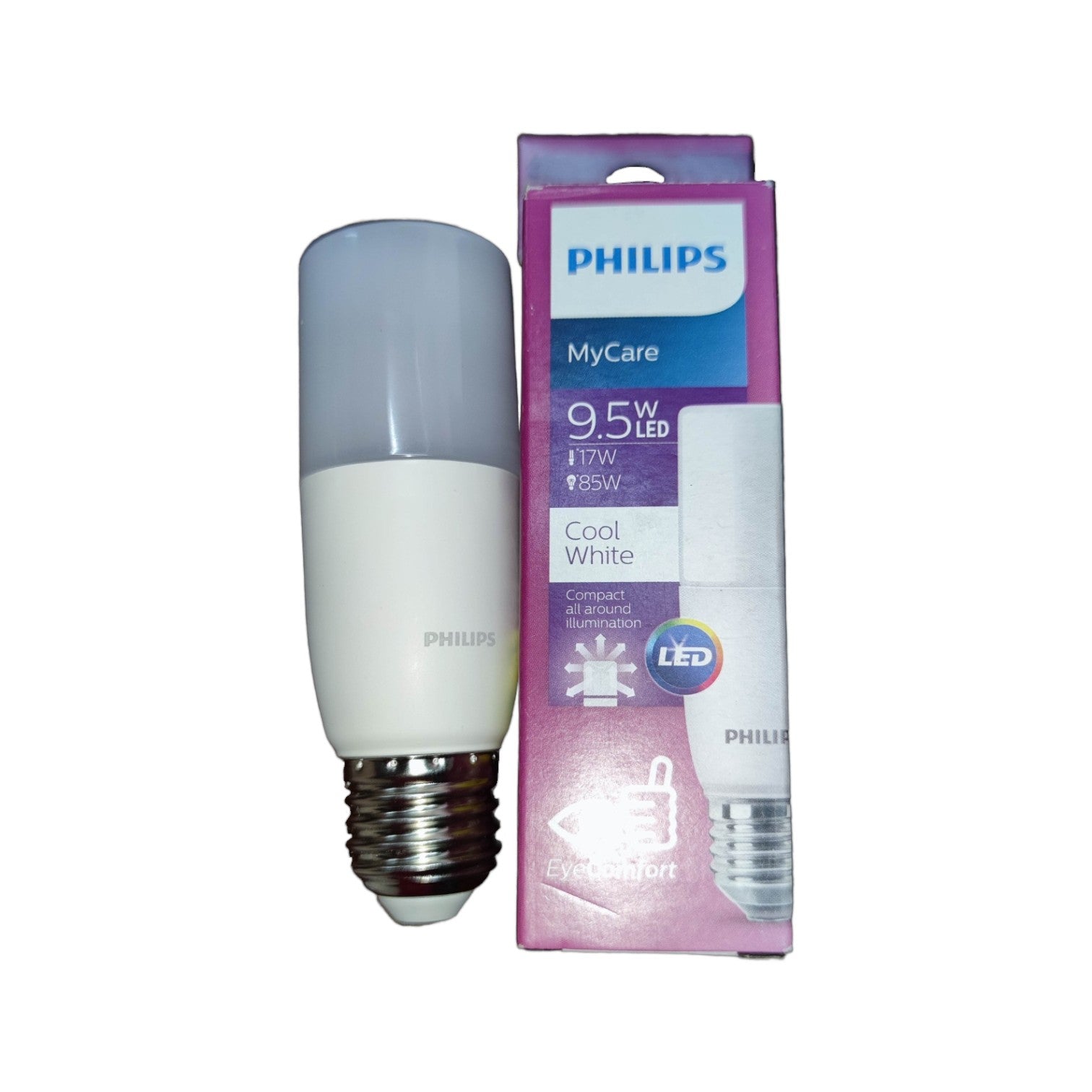 Philips warm white LED bulb 3000K Eye Comfort with compact design for cozy lighting