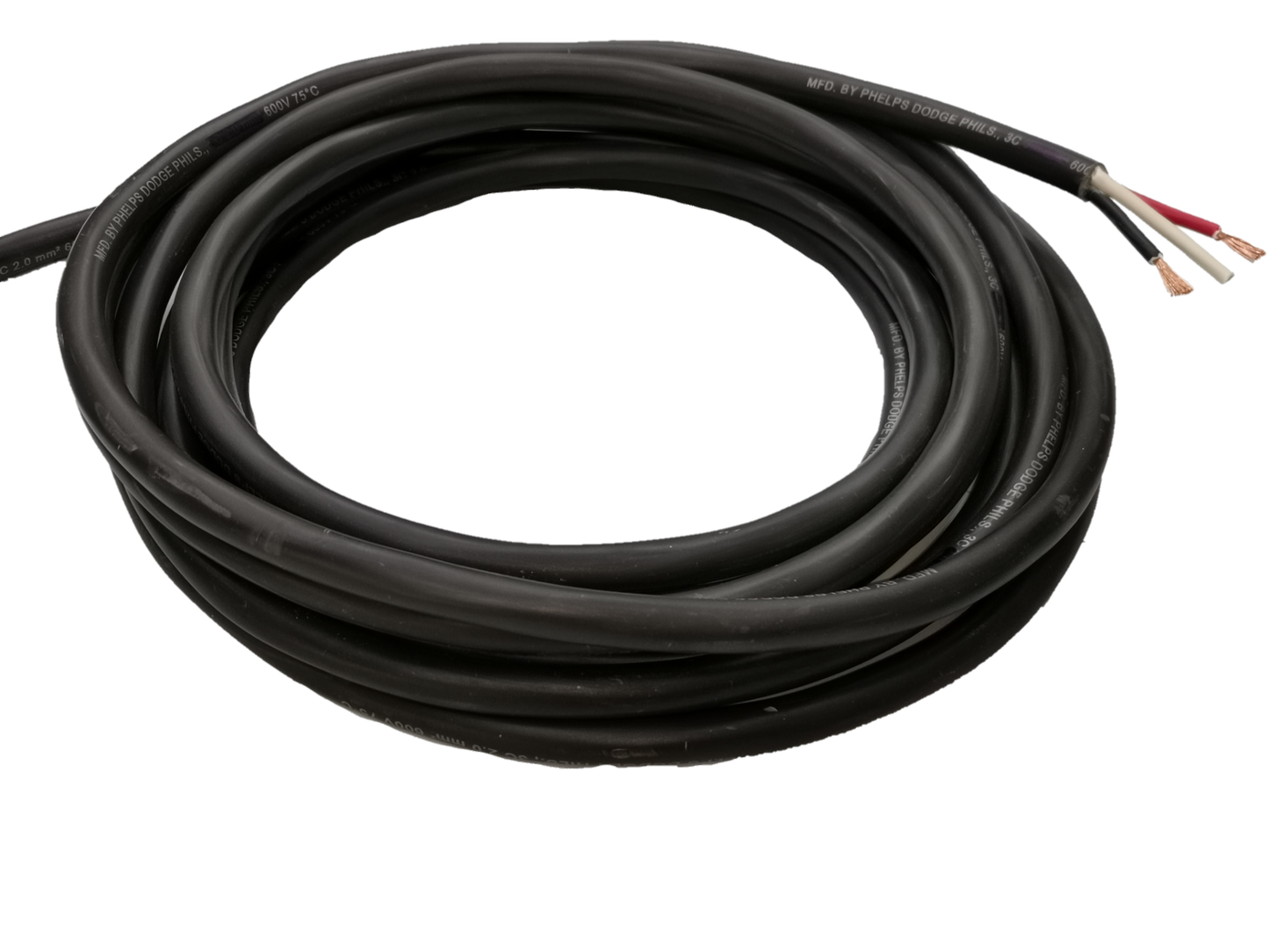 Phelps Dodge 3 core 5.5mm royal cord black electrical wire with three exposed copper leads