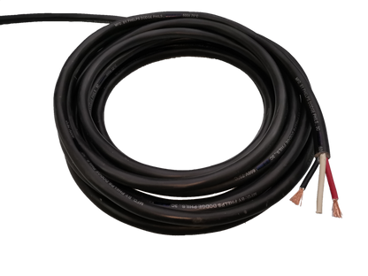 Phelps Dodge 3 core 5.5mm royal cord wire with three exposed copper conductors coiled on black background