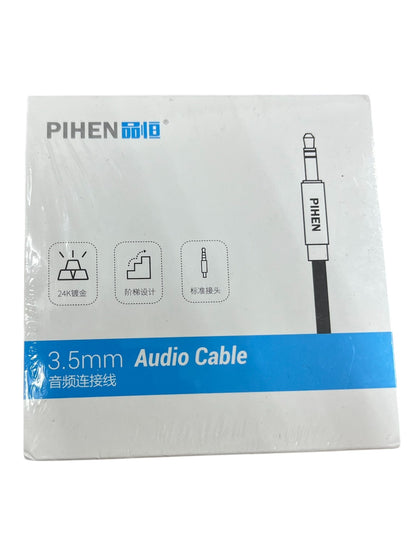 PIHEN 3.5mm Audio Cable packaging with white and blue design showing cable features